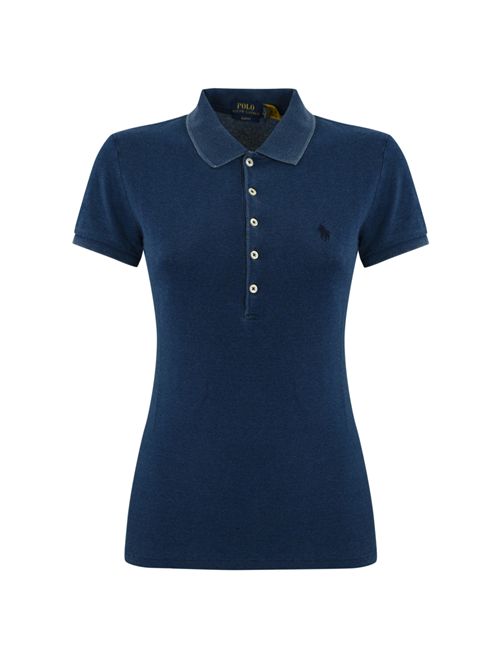 Polo in cotone con logo Indigo Blu
